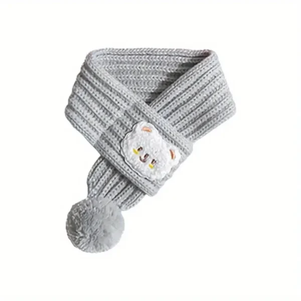 Echarpe tricotée pour chien avec pompon.gris