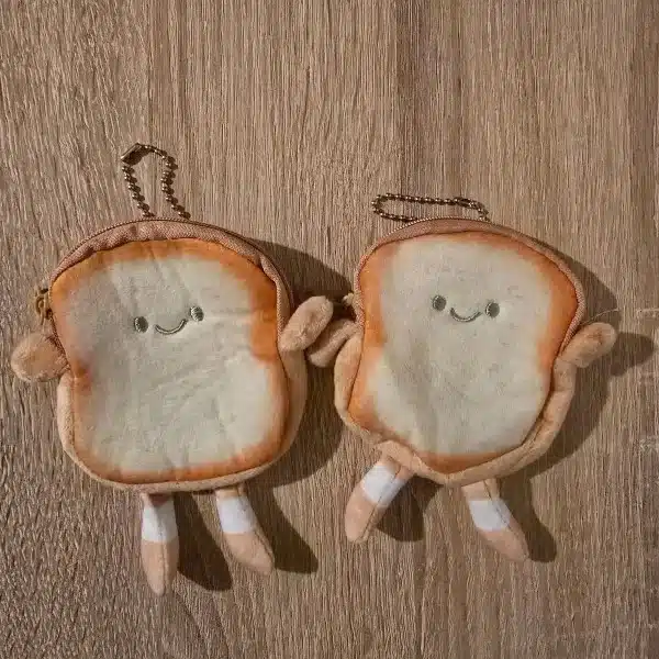 Porte-monnaie en forme de toast avec porte-clés